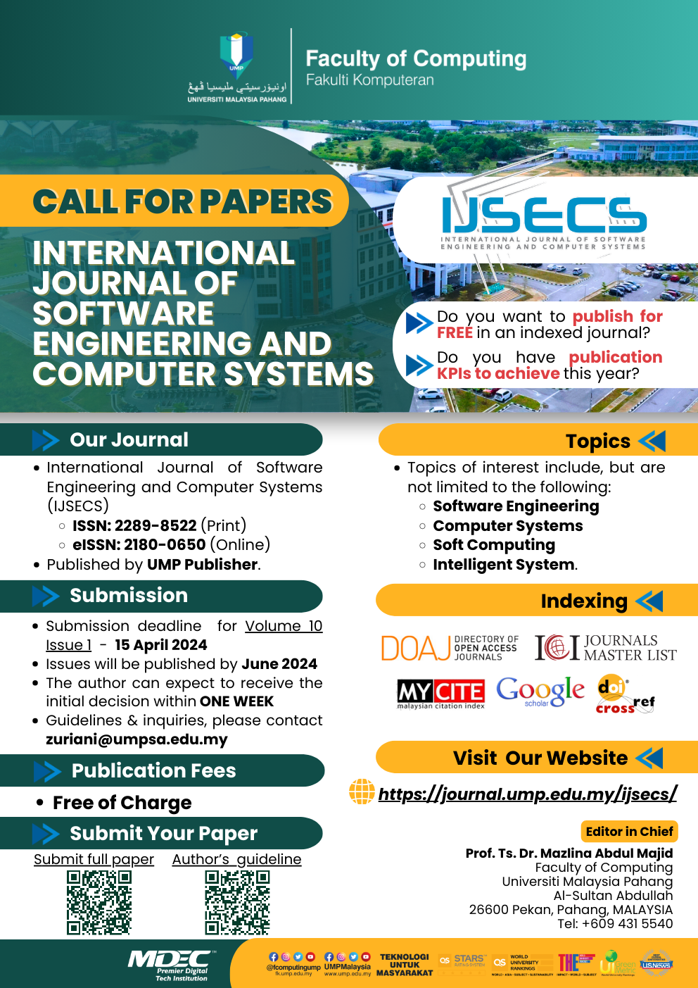 Call for Papers - International Journal of Software Engineering and Computer Systems